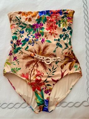 Zimmermann Floral Strapless One Piece Swimsuit, Size 3 (US 8–10)
